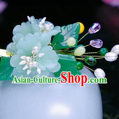 Chinese Traditional Hanfu Light Green Peony Hair Claw Ancient Princess Hair Accessories for Women