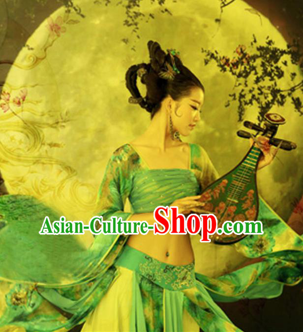 Chinese Traditional Dance Costumes Ancient Imperial Consort Green Dress for Women