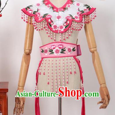 Chinese Traditional Beijing Opera Diva Accessories Pink Shoulder Cape and Belt for Women