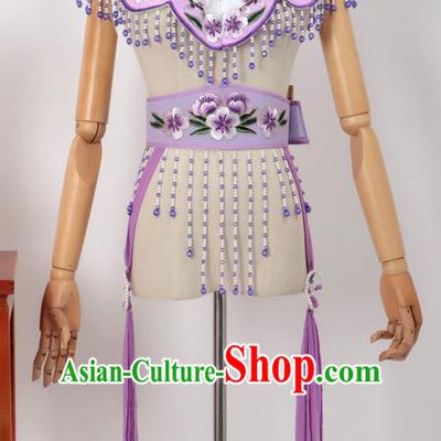 Chinese Traditional Beijing Opera Diva Accessories Purple Shoulder Cape and Belt for Women