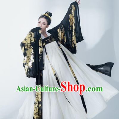 Chinese Tang Dynasty Princess Black Hanfu Dress Traditional Ancient Court Concubine Costumes for Women