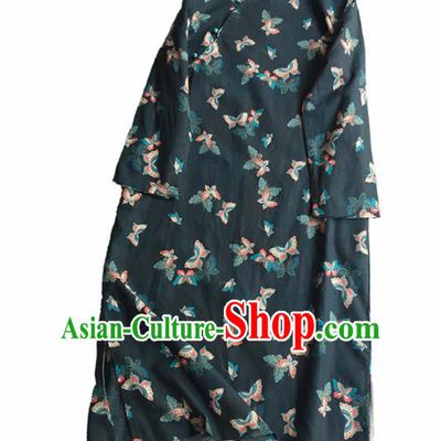 Chinese Traditional Tang Suit Printing Butterfly Ramine Cheongsam National Costume Qipao Dress for Women