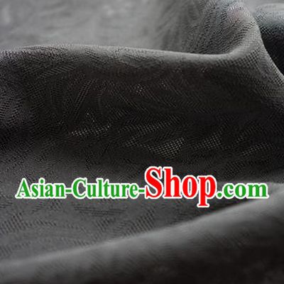 Traditional Chinese Classical Rohdea Pattern Design Deep Grey Silk Fabric Ancient Hanfu Dress Silk Cloth