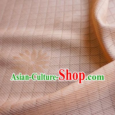 Traditional Chinese Classical Lotus Pattern Design Champagne Silk Fabric Ancient Hanfu Dress Silk Cloth