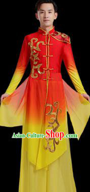 Traditional Chinese Drum Dance Folk Dance Red Outfits Classical Dance Costume for Men Traditional Chinese Drum Dance Folk Dance Red Outfits Classical Dance Costume for Men