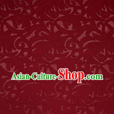 Traditional Chinese Classical Phoenix Flower Pattern Design Wine Red Silk Fabric Ancient Hanfu Dress Silk Cloth