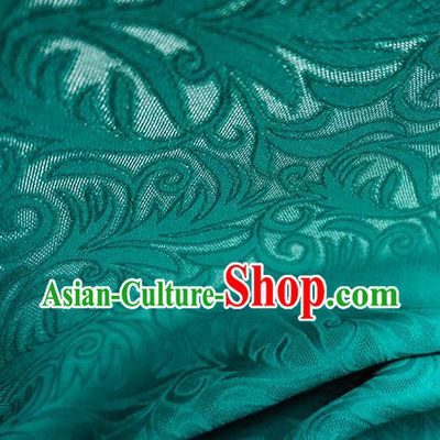 Traditional Chinese Classical Phoenix Flower Pattern Design Deep Green Silk Fabric Ancient Hanfu Dress Silk Cloth