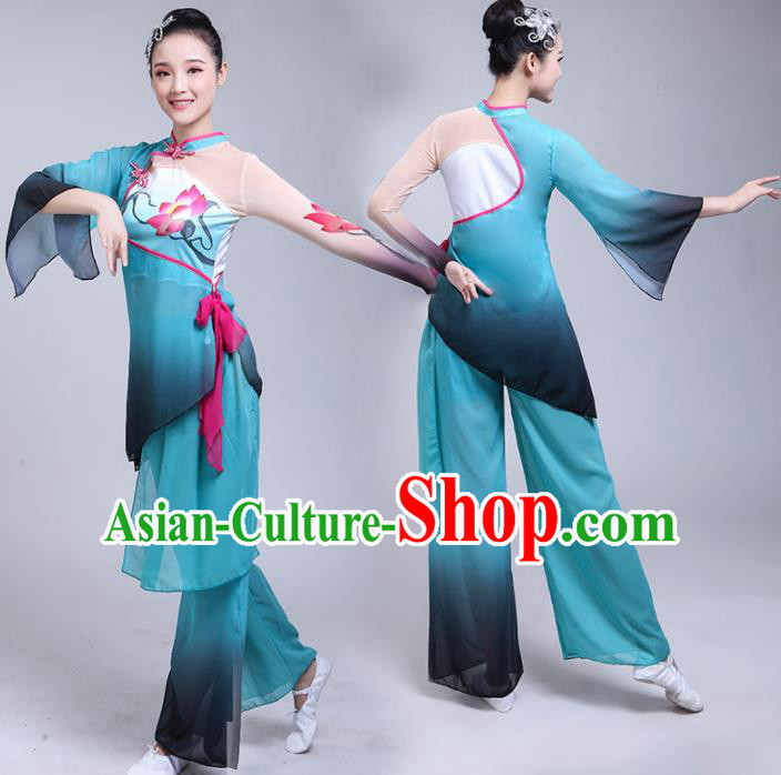 Chinese Traditional Lotus Dance Green Dress Classical Dance Fan Dance Costume for Women Chinese Traditional Lotus Dance Green Dress Classical Dance Fan Dance Costume for Women