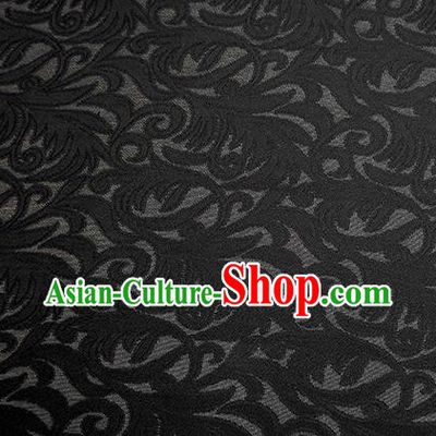 Traditional Chinese Classical Phoenix Flower Pattern Design Black Silk Fabric Ancient Hanfu Dress Silk Cloth