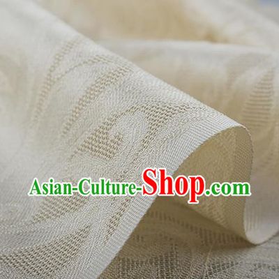 Traditional Chinese Classical Phoenix Flower Pattern Design Beige Silk Fabric Ancient Hanfu Dress Silk Cloth