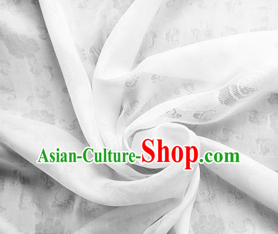 Traditional Chinese Classical Flower Pattern Design White Silk Fabric Ancient Hanfu Dress Silk Cloth Traditional Chinese Classical Flower Pattern Design White Silk Fabric Ancient Hanfu Dress Silk Cloth