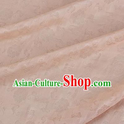 Traditional Chinese Classical Flower Pattern Design Light Orange Silk Fabric Ancient Hanfu Dress Silk Cloth