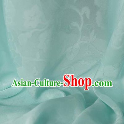 Traditional Chinese Classical Hibiscus Peony Pattern Design Light Green Silk Fabric Ancient Hanfu Dress Silk Cloth