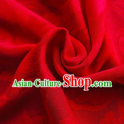 Traditional Chinese Classical Hibiscus Peony Pattern Design Red Silk Fabric Ancient Hanfu Dress Silk Cloth