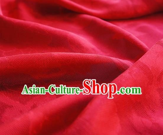 Traditional Chinese Classical Hibiscus Peony Pattern Design Red Silk Fabric Ancient Hanfu Dress Silk Cloth