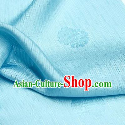 Traditional Chinese Classical Flowers Pattern Design Light Blue Silk Fabric Ancient Hanfu Dress Silk Cloth