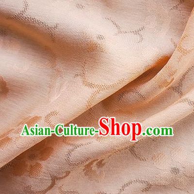 Traditional Chinese Classical Cherry Blossom Pattern Design Champagne Silk Fabric Ancient Hanfu Dress Silk Cloth