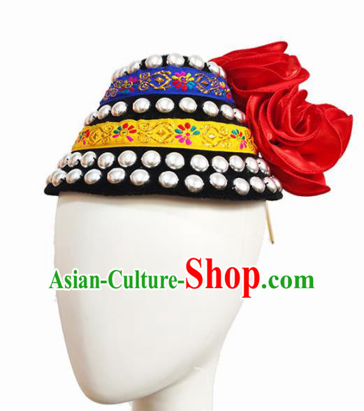 Chinese Traditional Ethnic Dance Hair Accessories Yi Nationality Dance Hat for Women