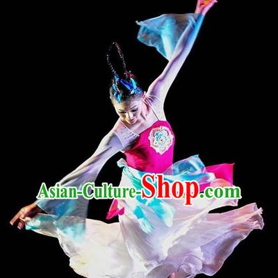 Chinese Traditional Classical Dance Orchid Dance Outfits Group Dance Costume for Women