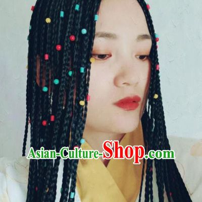 Chinese Traditional Zang Ethnic Braid Hair Accessories Tibetan Nationality Headwear for Women