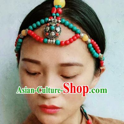 Chinese Traditional Zang Ethnic Silver Hair Clasp Hair Accessories Tibetan Nationality Headwear for Women
