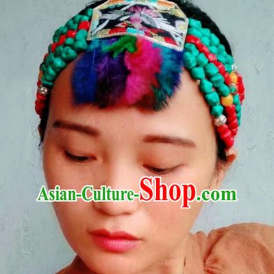 Chinese Traditional Zang Ethnic Embroidered Hair Clasp Hair Accessories Tibetan Nationality Headwear for Women