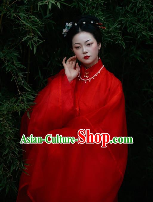 Chinese Ancient Palace Lady Wedding Red Hanfu Dress Traditional Ming Dynasty Royal Princess Replica Costume for Women