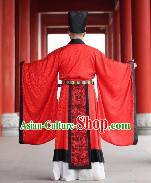 Chinese Ancient Tang Dynasty Bridegroom Hanfu Clothing Traditional Wedding Replica Costume for Men
