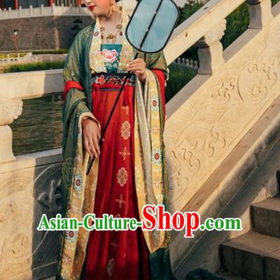 Chinese Tang Dynasty Wedding Hanfu Dress Traditional Ancient Court Queen Replica Costume for Women