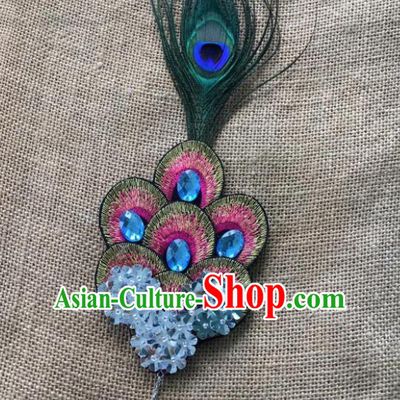 Chinese Traditional Dai Ethnic Hair Claw Hair Accessories Minority Nationality Peacock Dance Embroidered Headwear for Women