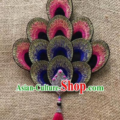 Chinese Traditional Dai Ethnic Hair Accessories Peacock Dance Embroidered Hair Claw Headwear for Women
