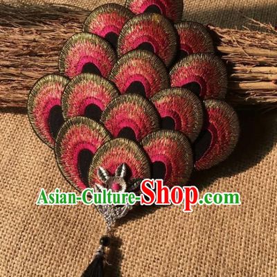 Chinese Traditional Ethnic Embroidered Hair Claw Hair Accessories Minority Peacock Dance Headwear for Women