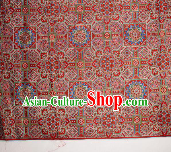 Asian Chinese Traditional Buddhism Pattern Red Brocade Tibetan Robe Satin Fabric Chinese Silk Material Asian Chinese Traditional Buddhism Pattern Red Brocade Tibetan Robe Satin Fabric Chinese Silk Material