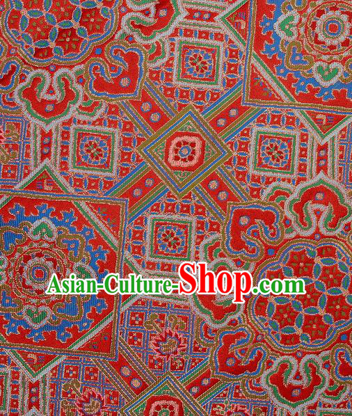 Asian Chinese Traditional Buddhism Pattern Red Brocade Tibetan Robe Satin Fabric Chinese Silk Material Asian Chinese Traditional Buddhism Pattern Red Brocade Tibetan Robe Satin Fabric Chinese Silk Material