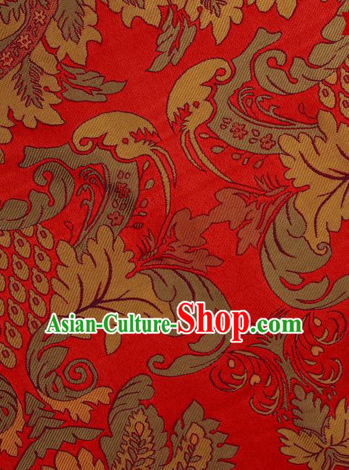 Asian Chinese Traditional Buddhism Flamboyant Pattern Red Brocade Tibetan Robe Satin Fabric Silk Material Asian Chinese Traditional Buddhism Flamboyant Pattern Red Brocade Tibetan Robe Satin Fabric Silk Material