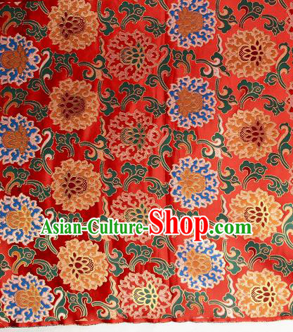 Asian Chinese Traditional Buddhism Lotus Pattern Red Brocade Tibetan Robe Satin Fabric Silk Material Asian Chinese Traditional Buddhism Lotus Pattern Red Brocade Tibetan Robe Satin Fabric Silk Material