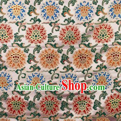Asian Chinese Traditional Buddhism Lotus Pattern Light Pink Brocade Tibetan Robe Satin Fabric Silk Material