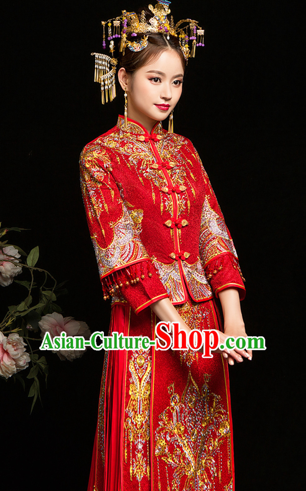 Chinese Classical Embroidered Phoenix Ancient Bride Wedding Dresses for Women Chinese Classical Embroidered Phoenix Ancient Bride Wedding Dresses for Women