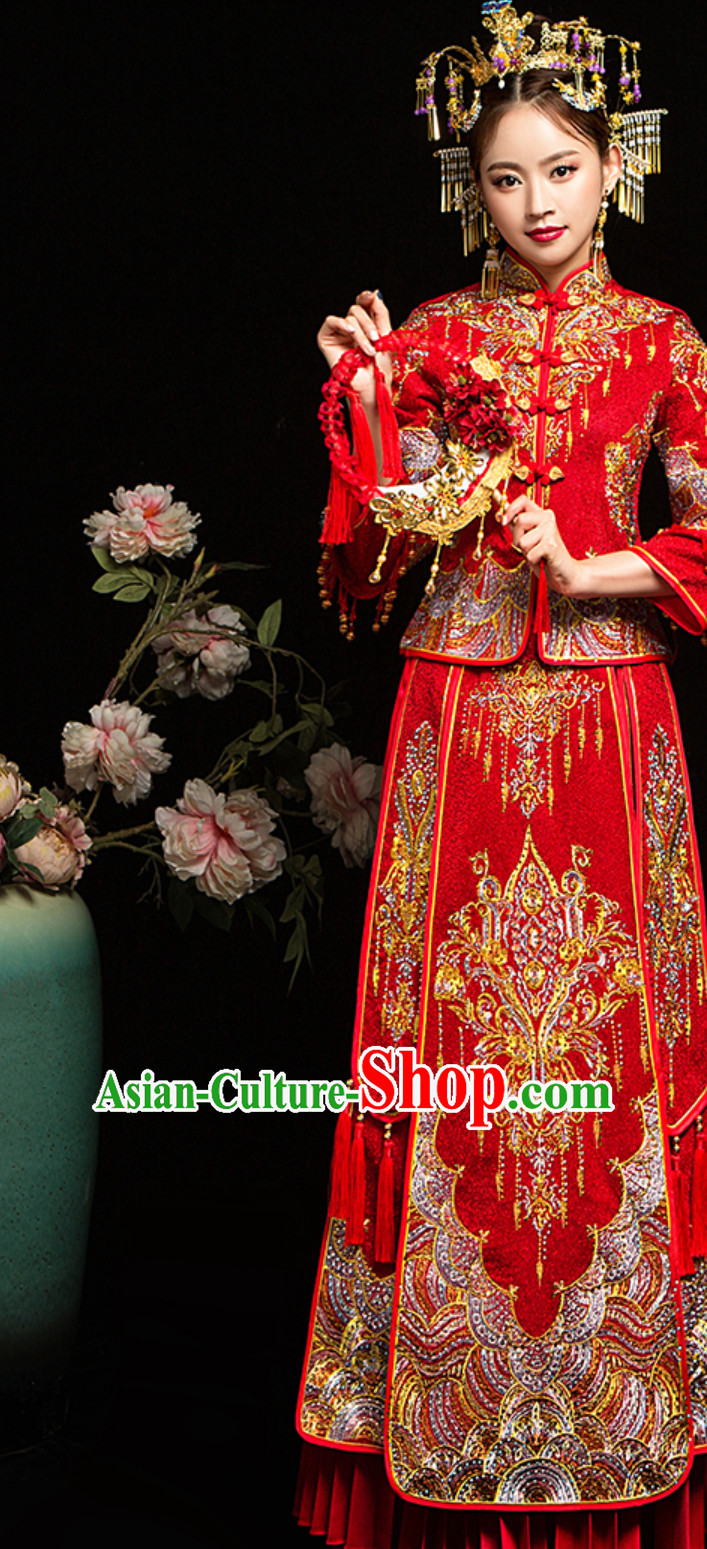 Chinese Classical Embroidered Phoenix Ancient Bride Wedding Dresses for Women Chinese Classical Embroidered Phoenix Ancient Bride Wedding Dresses for Women