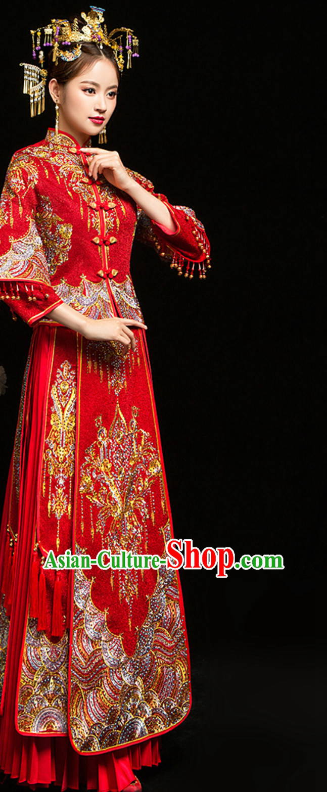 Chinese Classical Embroidered Phoenix Ancient Bride Wedding Dresses for Women Chinese Classical Embroidered Phoenix Ancient Bride Wedding Dresses for Women
