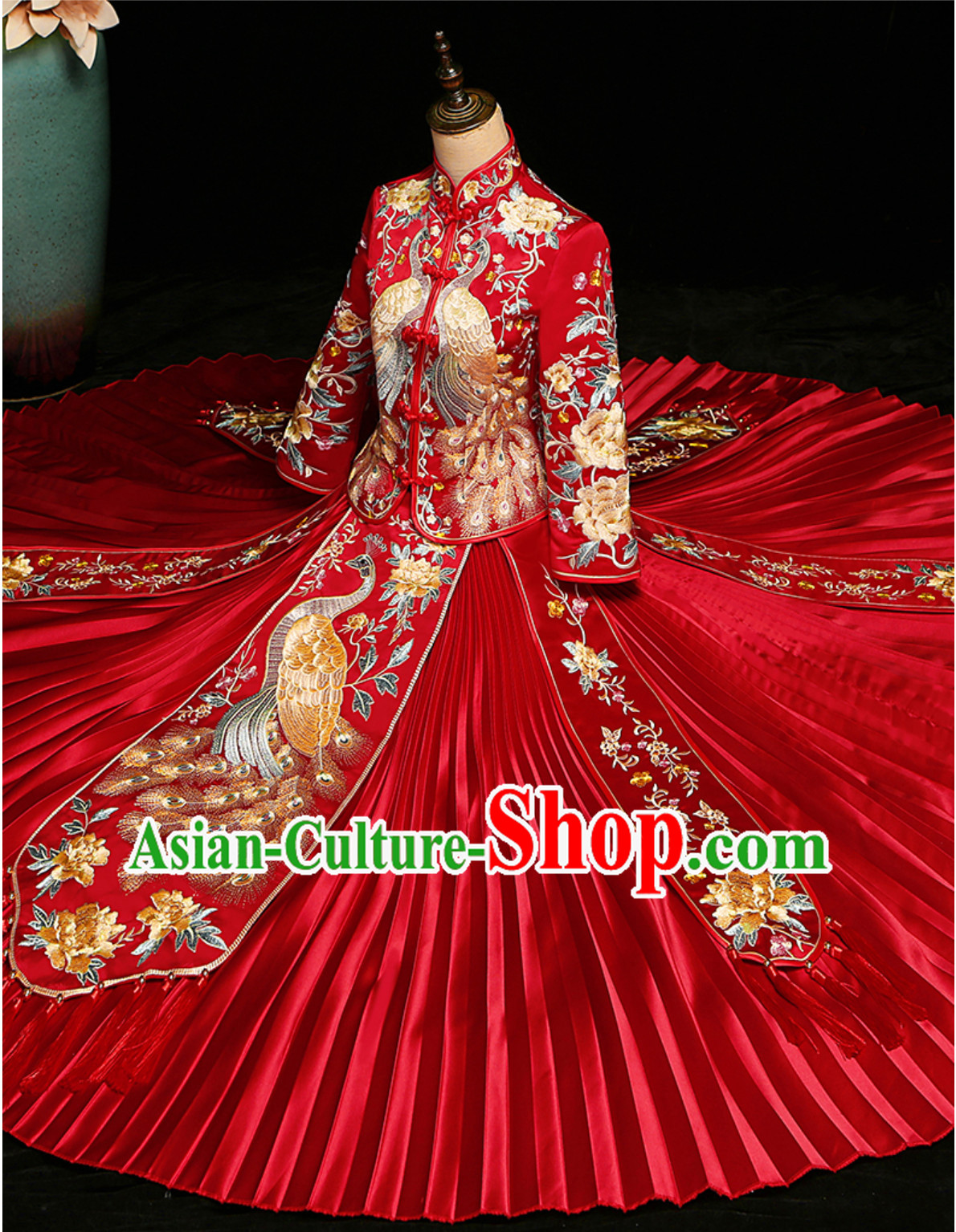 Chinese Classical Embroidered Phoenix Ancient Bride Wedding Dresses for Women Chinese Classical Embroidered Phoenix Ancient Bride Wedding Dresses for Women