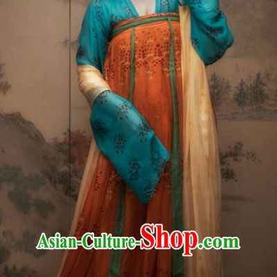 Traditional Chinese Tang Dynasty Court Maid Orange Hanfu Dress Ancient Palace Lady Replica Costumes for Women