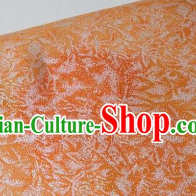 Traditional Chinese Cheongsam Classical Pattern Orange Brocade Fabric Ancient Hanfu Silk Cloth