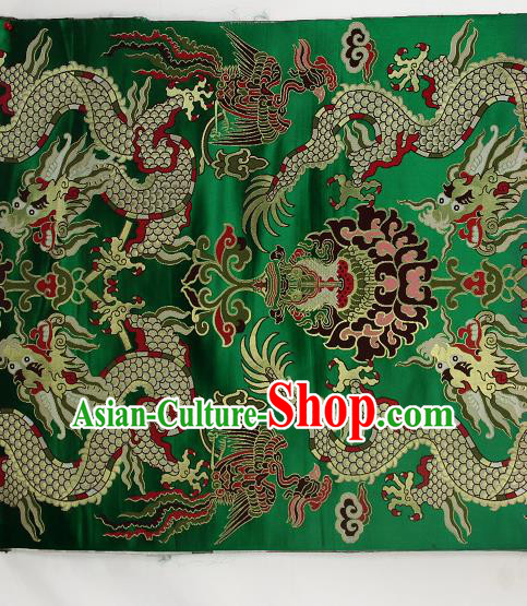 Asian Chinese Traditional Dragon Lotus Pattern Green Brocade Tibetan Robe Satin Fabric Silk Material Asian Chinese Traditional Dragon Lotus Pattern Green Brocade Tibetan Robe Satin Fabric Silk Material