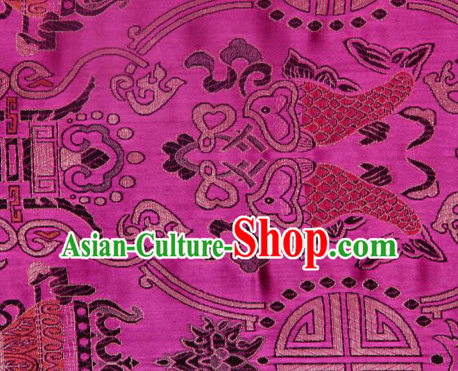 Asian Chinese Traditional Fish Lotus Pattern Rosy Brocade Tibetan Robe Satin Fabric Silk Material Asian Chinese Traditional Fish Lotus Pattern Rosy Brocade Tibetan Robe Satin Fabric Silk Material