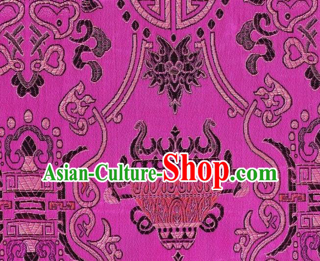 Asian Chinese Traditional Fish Lotus Pattern Rosy Brocade Tibetan Robe Satin Fabric Silk Material Asian Chinese Traditional Fish Lotus Pattern Rosy Brocade Tibetan Robe Satin Fabric Silk Material