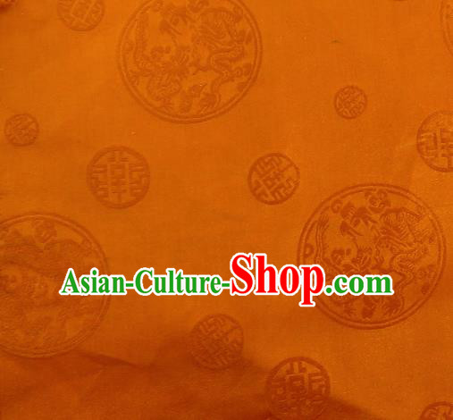 Asian Chinese Traditional Round Dragon Pattern Golden Brocade Tibetan Robe Satin Fabric Silk Material Asian Chinese Traditional Round Dragon Pattern Golden Brocade Tibetan Robe Satin Fabric Silk Material