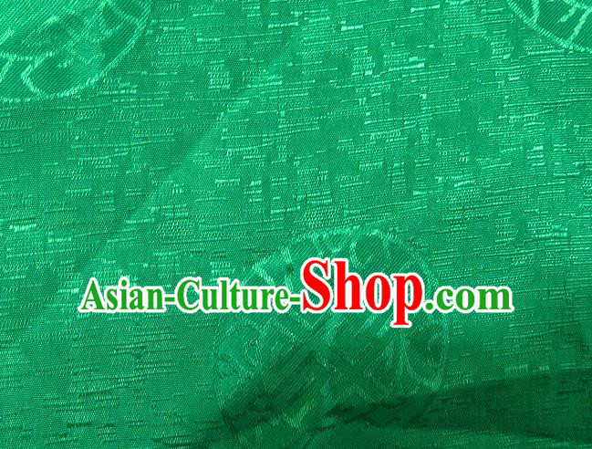 Asian Chinese Traditional Round Pattern Green Brocade Tibetan Robe Satin Fabric Silk Material Asian Chinese Traditional Round Pattern Green Brocade Tibetan Robe Satin Fabric Silk Material