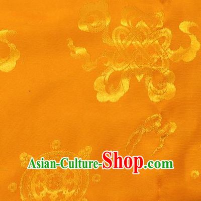 Asian Chinese Traditional Lucky Wheel Pattern Golden Brocade Tibetan Robe Satin Fabric Silk Material