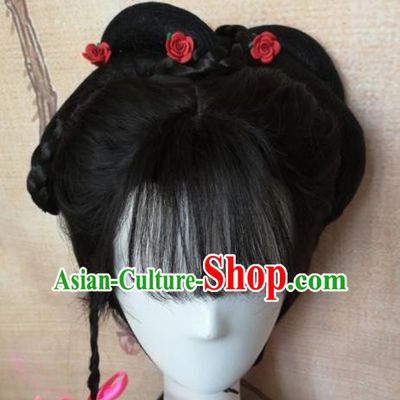 Chinese Traditional Cosplay Beijing Opera Diva Wigs Ancient Nobility Lady Wig Sheath Hair Accessories for Women